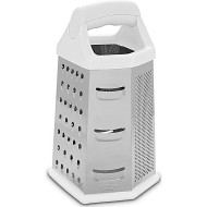 Ralador 23,5cm Por 14,5cm Vertical 6 Faces em Aço Inox e Plástico Branco